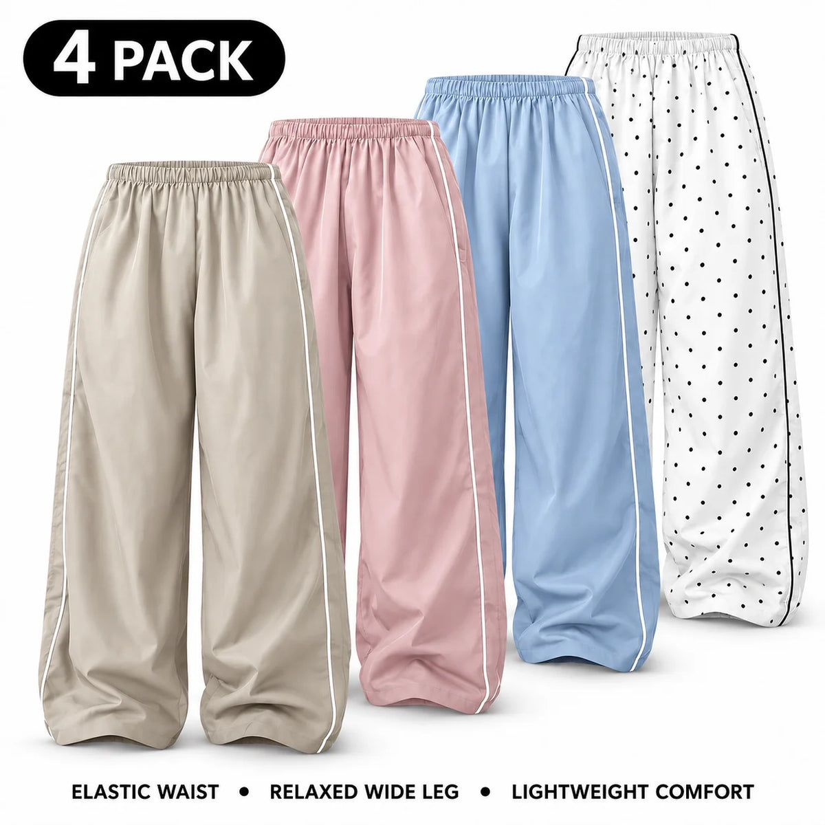 Women's Parachute Pants Wide Leg Baggy Pants Y2K Elastic Waist Jogger Sweatpants Track Pants Streetwear