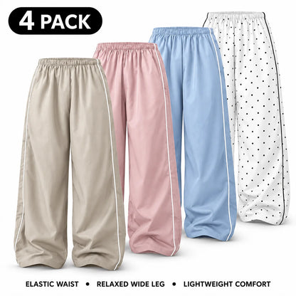 Women's Parachute Pants Wide Leg Baggy Pants Y2K Elastic Waist Jogger Sweatpants Track Pants Streetwear