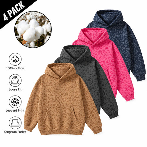 Unisex 100% Cotton Leopard Print Loose Fit Hoodie for Fall & Winter