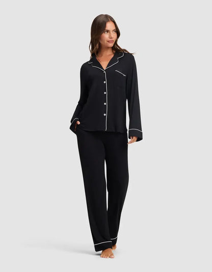 Women's Bamboo Long-Sleeve Pajama Set with Pockets
