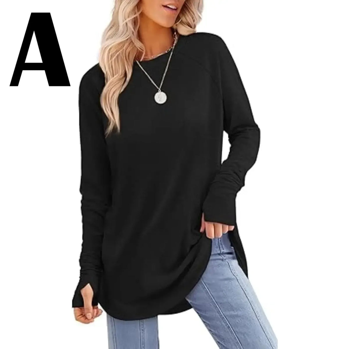 Women's Long Sleeve Tunic Top with Thumb Holes