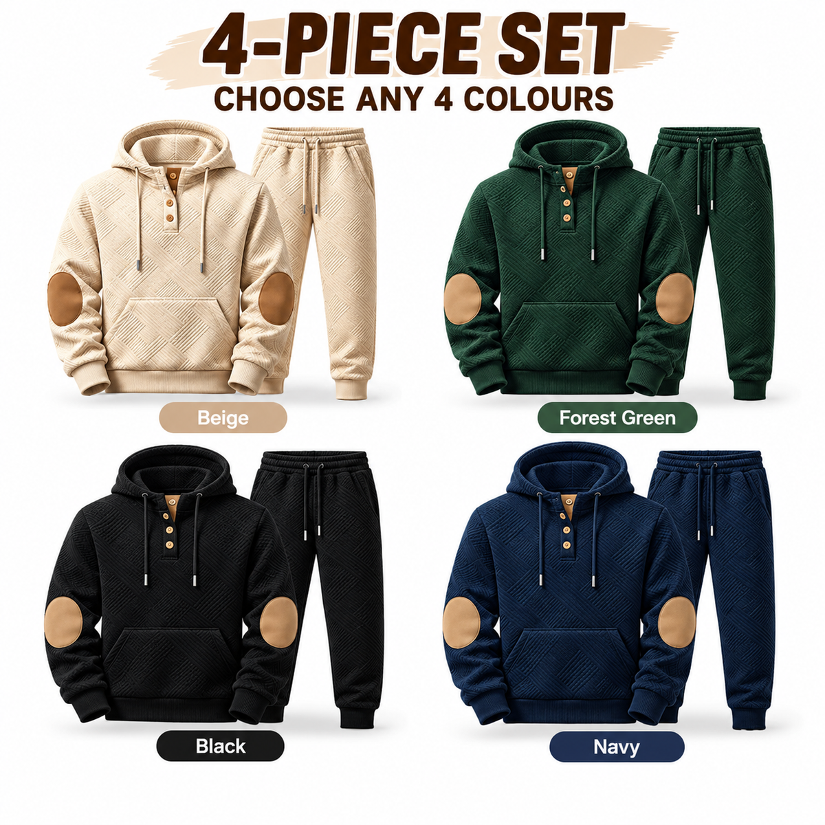 Men's Premium Textured Hoodie & Jogger Set | Embossed Knit Tracksuit