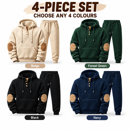 Men's Premium Textured Hoodie & Jogger Set | Embossed Knit Tracksuit