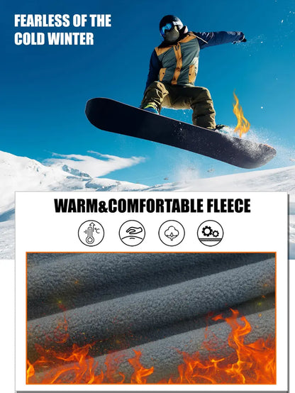 💚 Men's Winter Ski Pants Fleece Lined 5-Zip