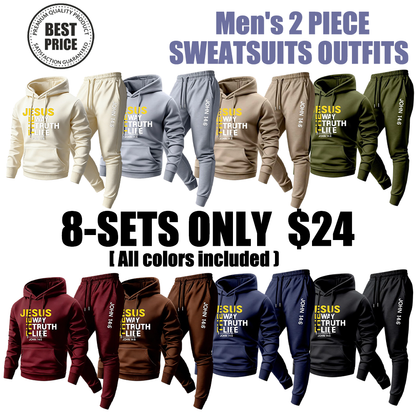 Men's Jesus Letter Printed Hoodie and Sweatpants Set
