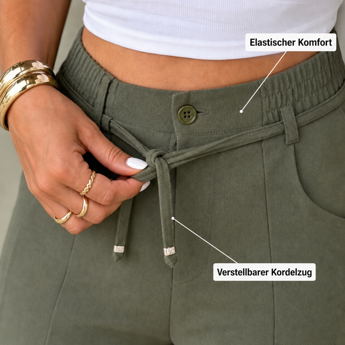 Hoch taillierte Damenhose mit geradem Bein, Straight Fit Stoffhose für Büro & Freizeit