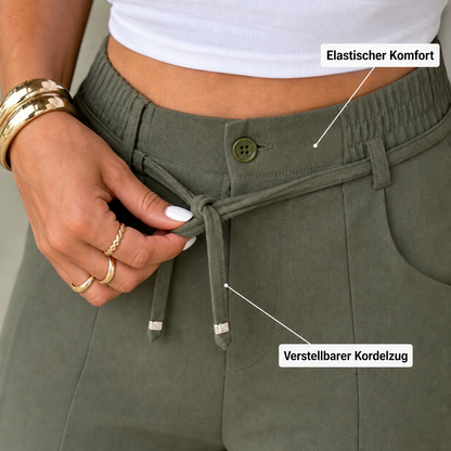 Hoch taillierte Damenhose mit geradem Bein, Straight Fit Stoffhose für Büro & Freizeit
