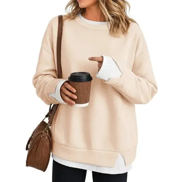 🍂 FALL SPECIAL |🔥 8 FOR ONLY $29.99! Women's Striped Patchwork Oversized Sweatshirts – Cozy Drop Shoulder Casual Tops