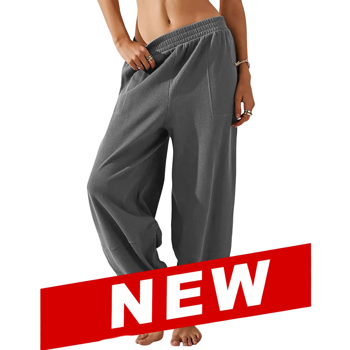 Women's Baggy Wide-Leg Pants - Casual, Elastic-Waisted, Bohemian Minimalist Basic Women's Clothes Bottom with Pockets,summerwins
