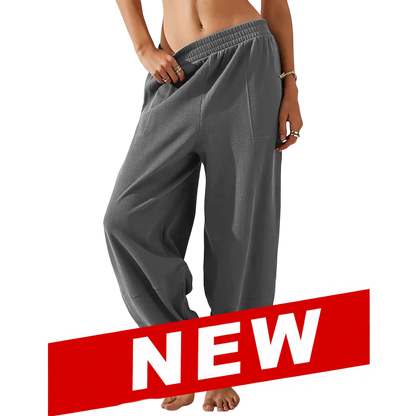 Women's Baggy Wide-Leg Pants - Casual, Elastic-Waisted, Bohemian Minimalist Basic Women's Clothes Bottom with Pockets,summerwins