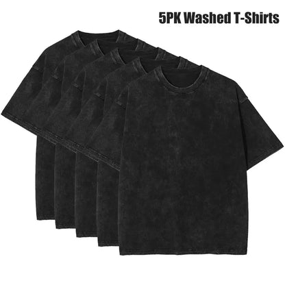 Men's 5-Pack Vintage Washed Heavyweight Gym T-Shirts – Baggy Acid Wash