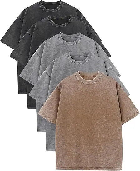 Men's Plus Size 100% Cotton Acid Wash Oversized Heavyweight Vintage T-Shirt