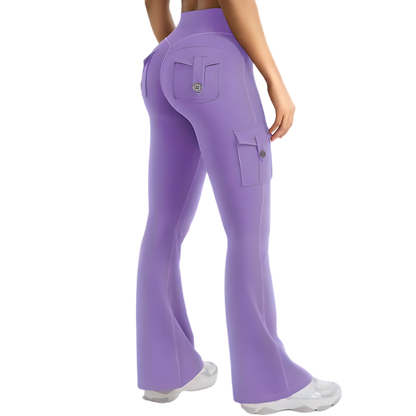 Women's High Waisted Scrunch Flare Yoga Leggings with Pockets