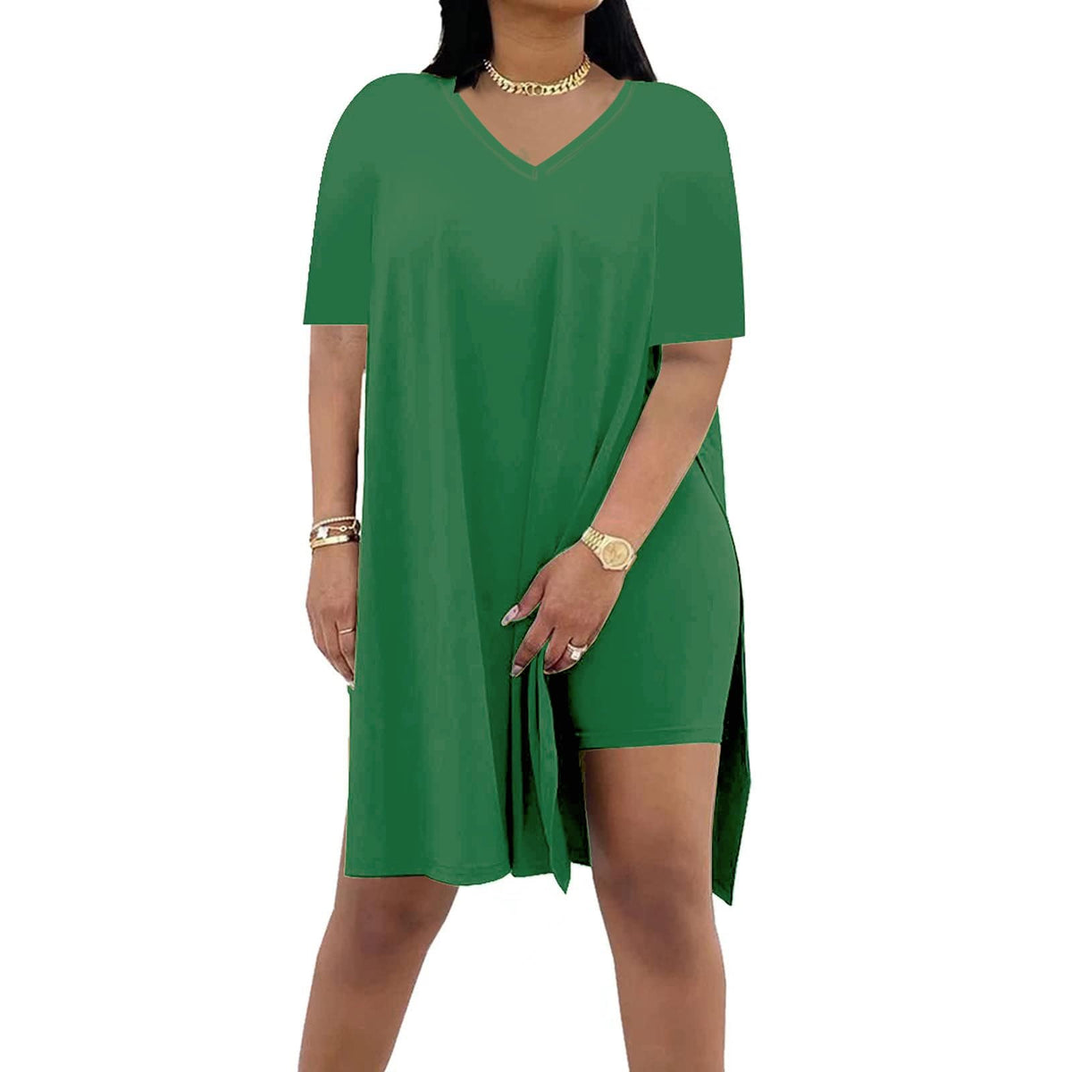 🔥 LAST DAY SALE – Women's Casual 2-Piece Outfit – Oversized Tunic & Biker Shorts