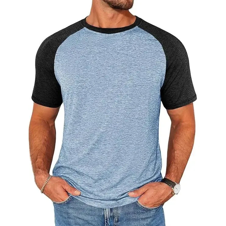 Men's Raglan Short Sleeve Crew Neck Casual Color Block Basic T-shirt