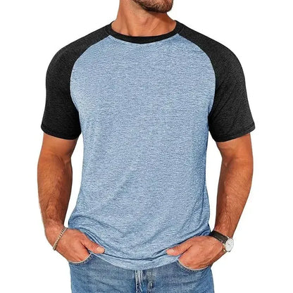 Men's Raglan Short Sleeve Crew Neck Casual Color Block Basic T-shirt