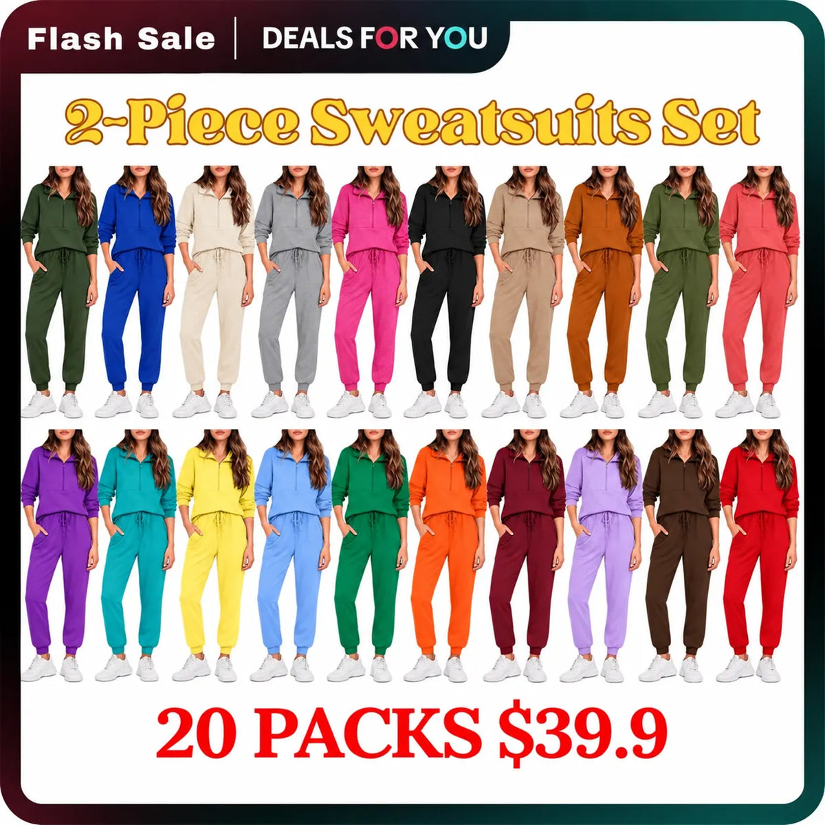 Women's 2 set Sweatsuits Long Sleeve Half Zip Pullover Sweatshirt