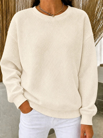 🔥 Damen Waffelstrick-Sweatshirt – Locker & Bequem