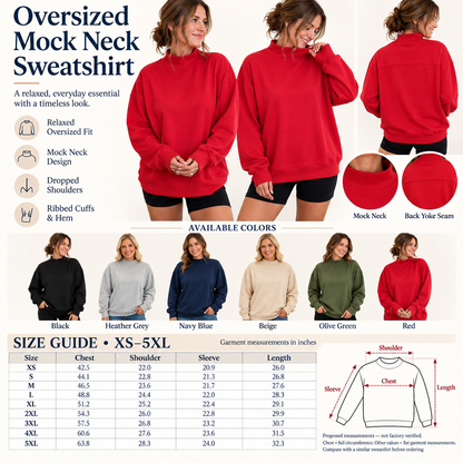 Unisex High-Neck Casual Sweatshirt | Relaxed Fit — 6-PACK ONLY $25.99