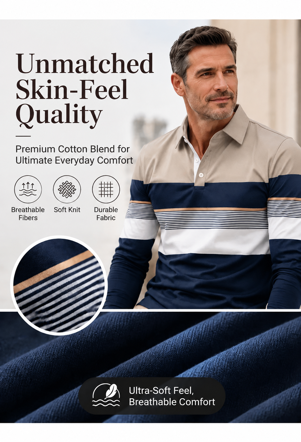 📢🎉50% off!!!🛍️✨Classic color-blocked striped top for men