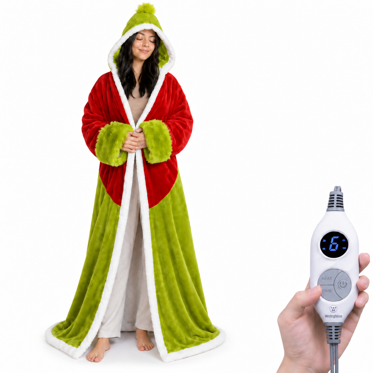 🔥Tragbare Heizdecke mit Fußtasche (Sherpa-Futter)🔥Überhitzungsschutz & Abschaltautomatik
