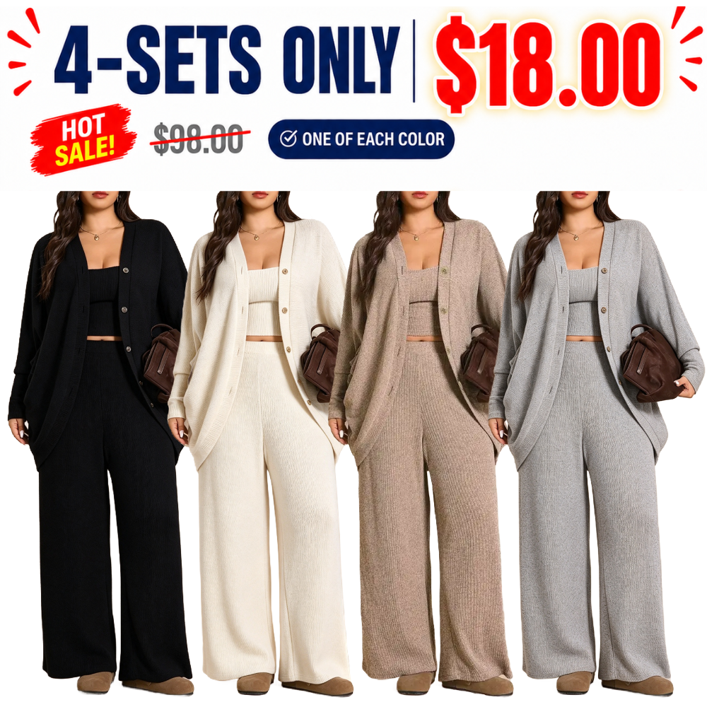Plus Size Women's 3-Piece Knit Set