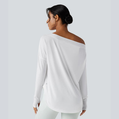Women's One-Shoulder Quick-Dry Yoga Top with Built-In Bra