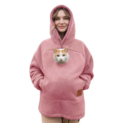 🔥Women's Oversized Cat Hoodie – Kangaroo Pocket, Long Sleeve Pullover