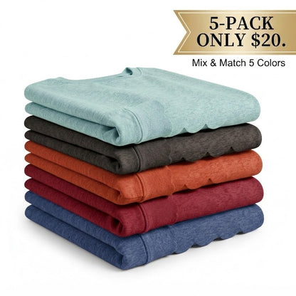 Women's Oversized Scallop Hem Heather Sweatshirt - Vintage Crewneck Tunic Pullover