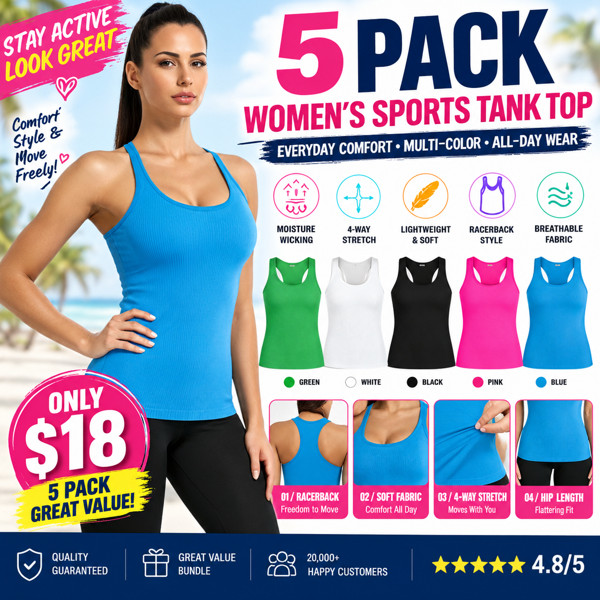 🔥LAST DAY SALE Women' Stretchable Sports Tank Top