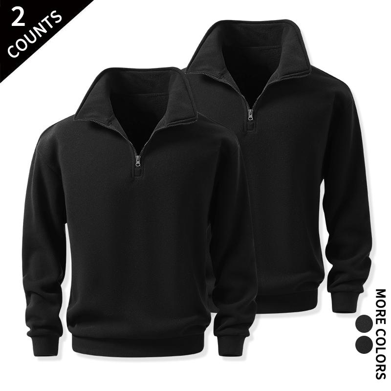 Men's Cozy Quarter-Zip Sweatshirts, Single or 2-Pack