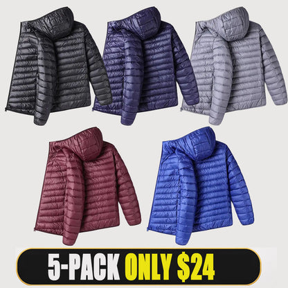 Menswear Tops, Plain Stylish Lightweight Padded Zip-Up Windproof Outerwear