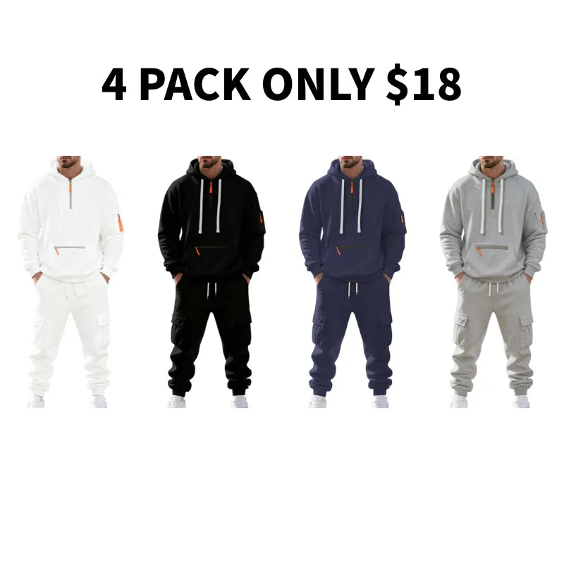 Men's 8-Pack Hoodie & Cargo Pants Tracksuit Set