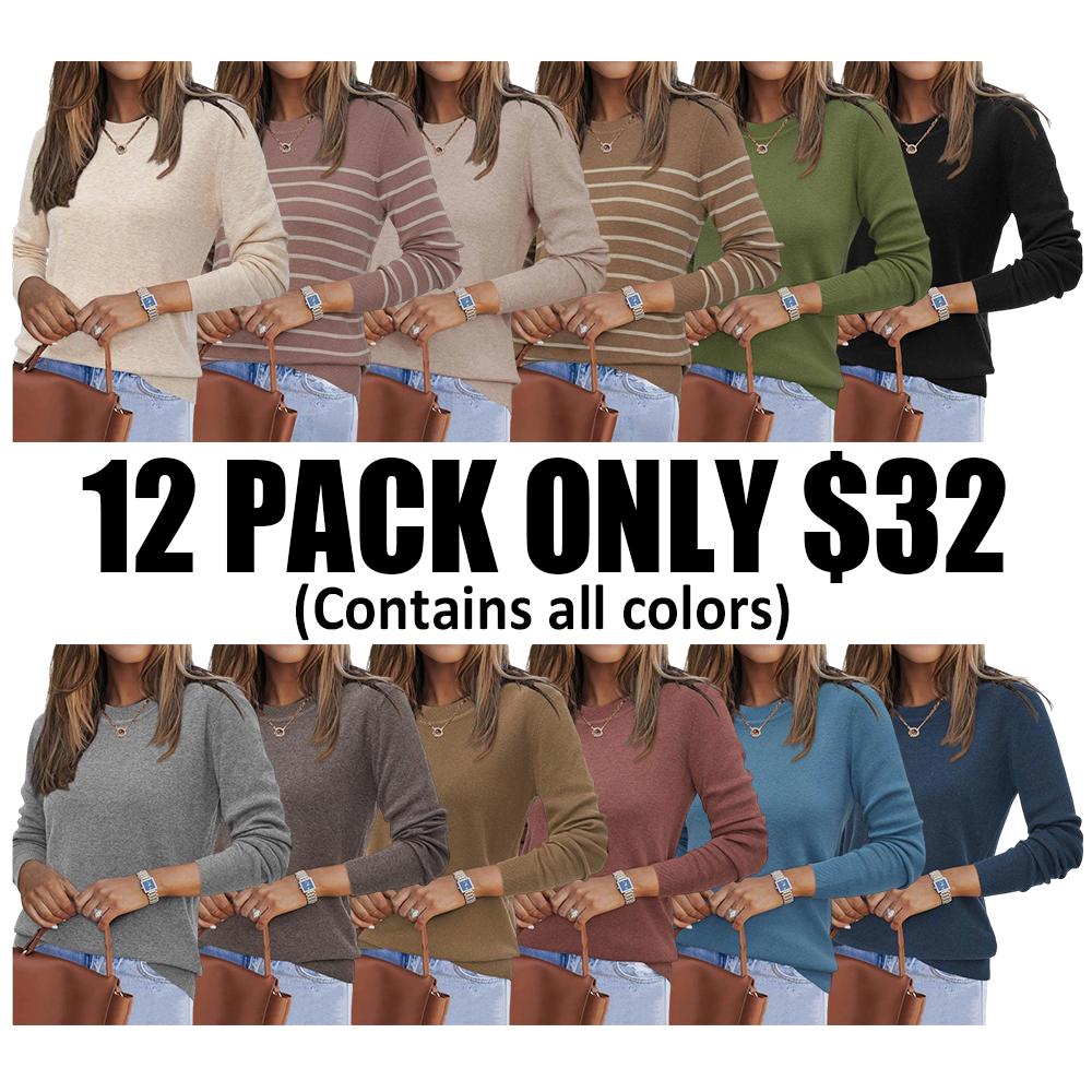 Women‘s Spring Fashion Wool Blend Sweater 2026 Long Sleeve Crew Neck Business Casual Pullover Tops Trendy Outfits