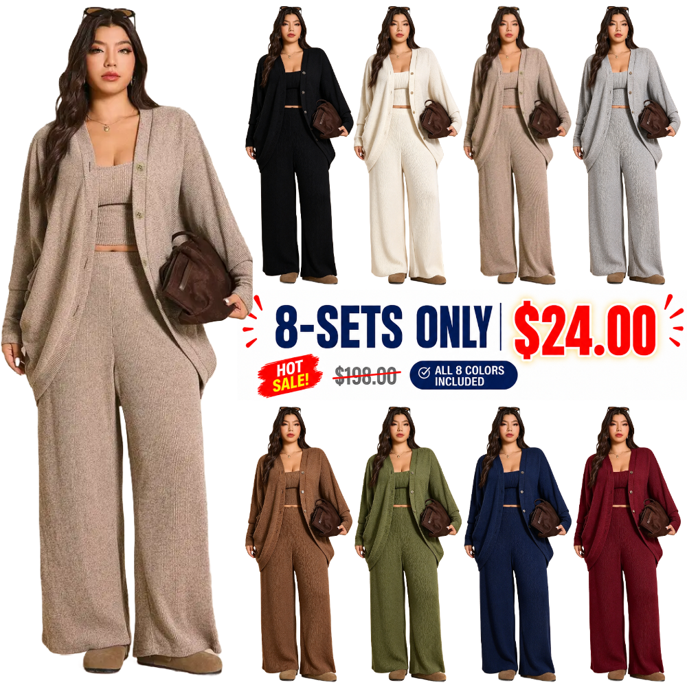 Plus Size Women's 3-Piece Knit Set