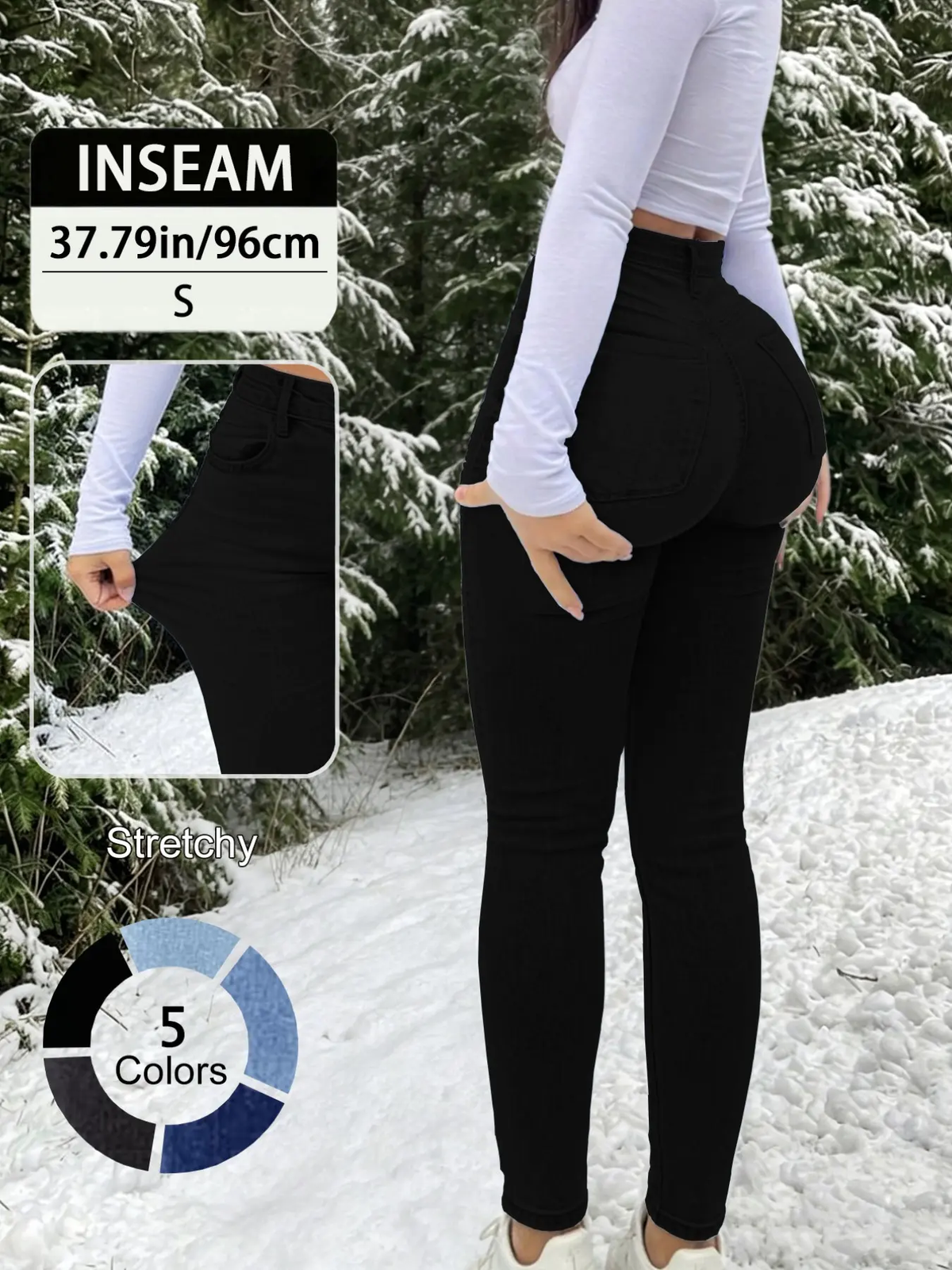 Women's 5-Pack High Waist Slim-Fit Pants – Elegant Casual Button Fly Jeans for All-Season Wear