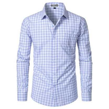 Men's Plaid Long Sleeve Dress Shirt