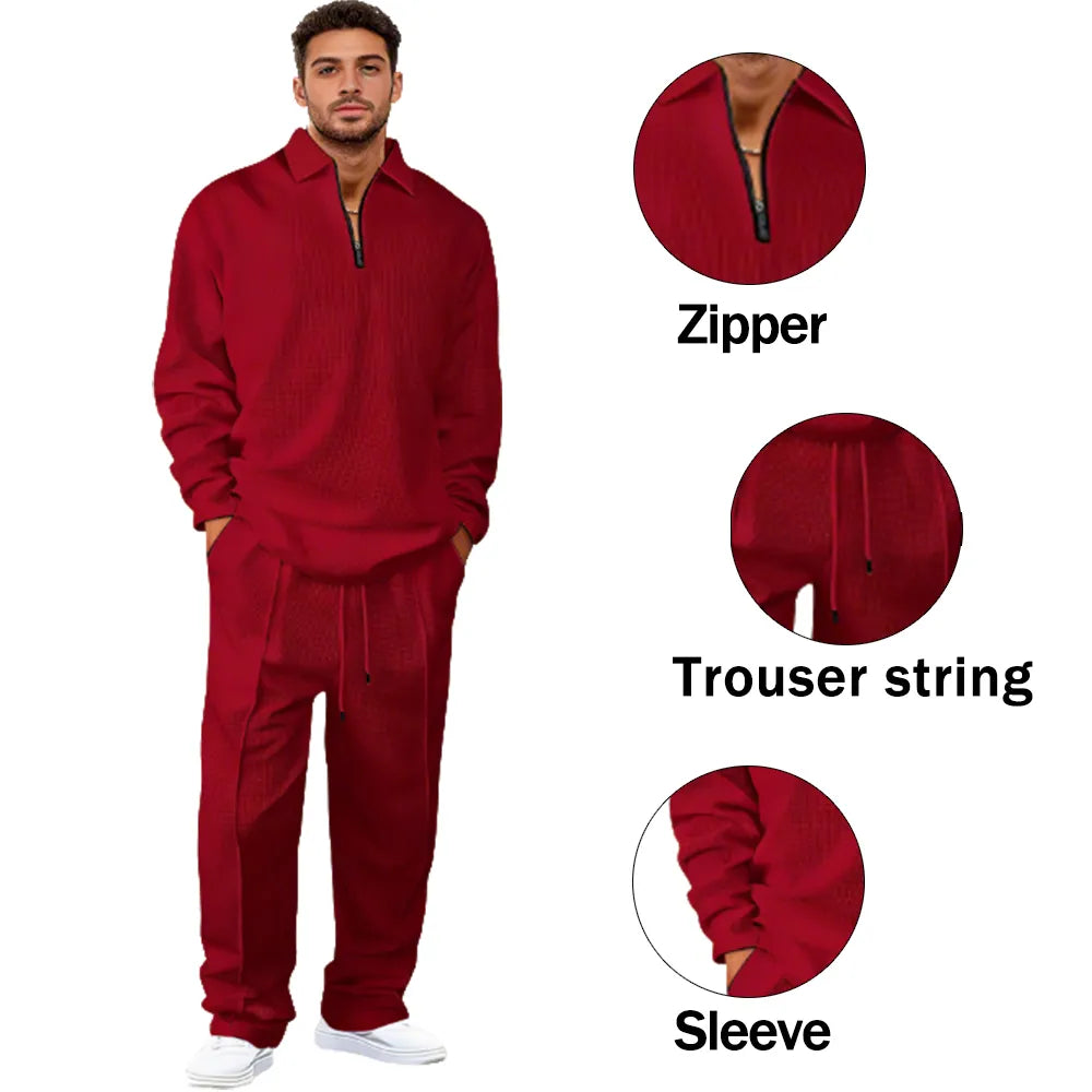 Men's basic casual sweatshirt and sweatpants two-piece set