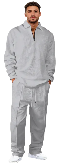 Men's basic casual sweatshirt and sweatpants two-piece set