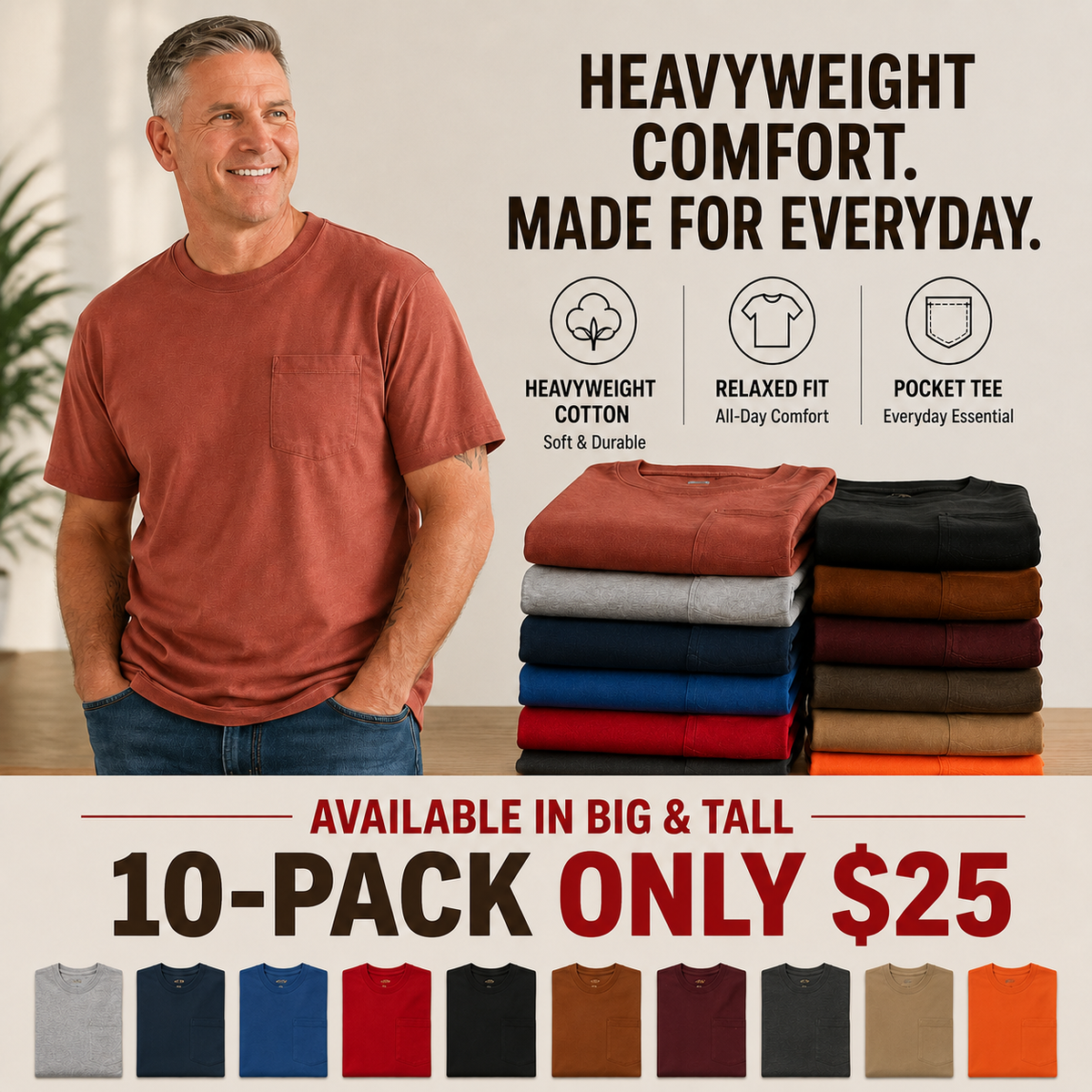 ✨Classic Heavyweight Pocket Work Tee – Relaxed Fit, Built for Everyday Work