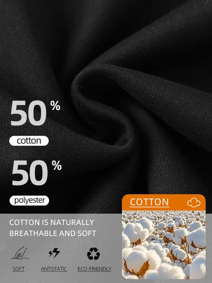 Men's Cotton Blend Hoodie Long Sleeve Pullover Black Beige Casual Wear