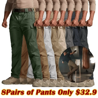 Men's Flex Stretch Tactical Pants, Water Resistant Ripstop Cargo Pants