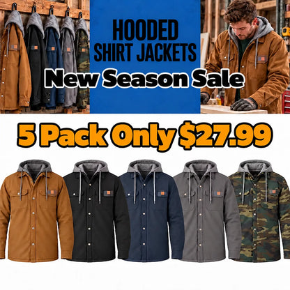 Water Repellent Duck Hooded Shirt Jacket for Men