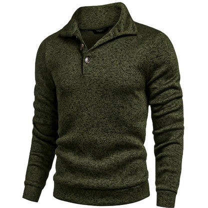 Men's Quarter Button Henley Sweater Casual Knitted Sweatshirt Mock Neck Thermal Fleece Pullover Sweater with Pocket