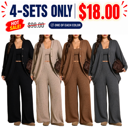 Plus Size Women's 3-Piece Knit Set