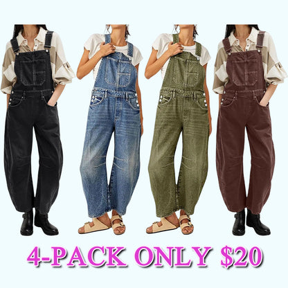 Women's Y2K Wide-Leg Denim Overalls