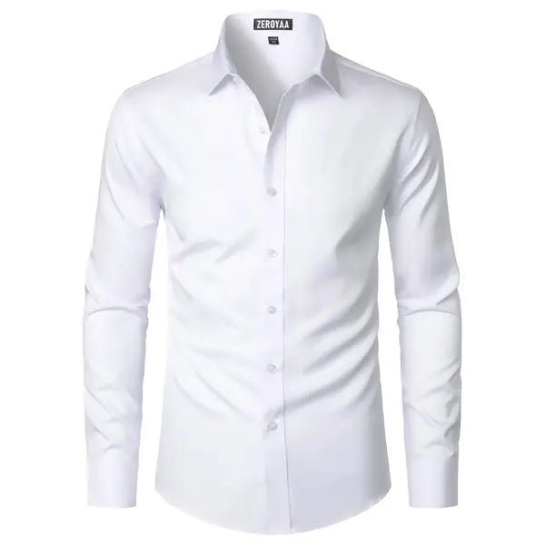 Men's Satin Long Sleeve Dress Shirt Slim Fit