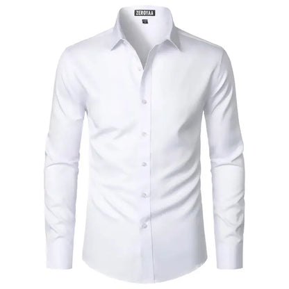 Men's Satin Long Sleeve Dress Shirt Slim Fit