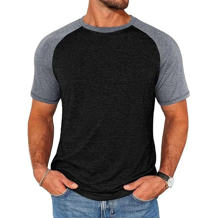 Men's Raglan Short Sleeve Crew Neck Casual Color Block Basic T-shirt