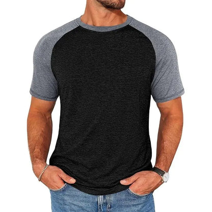 Men's Raglan Short Sleeve Crew Neck Casual Color Block Basic T-shirt